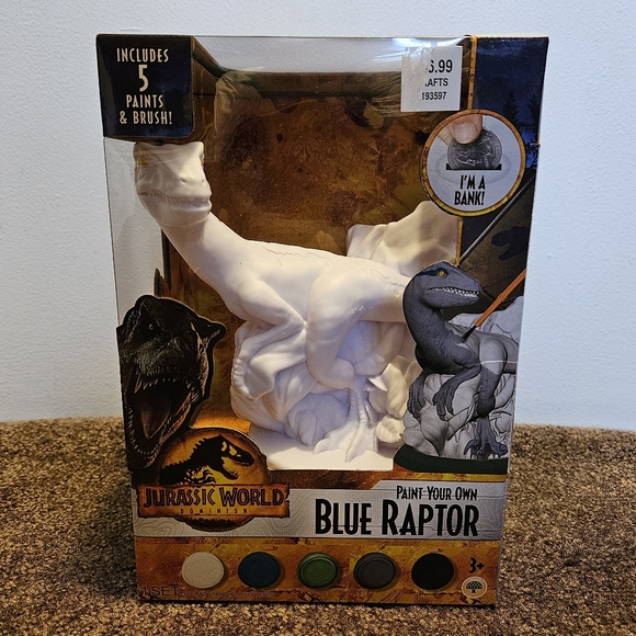 Jurassic World Paint Your Own Blue Raptor Bank Kit Hobby Lobby Painting Crafts - Picture 1 of 5